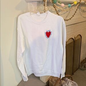 Jerzees White Love Heart Women's Sweater